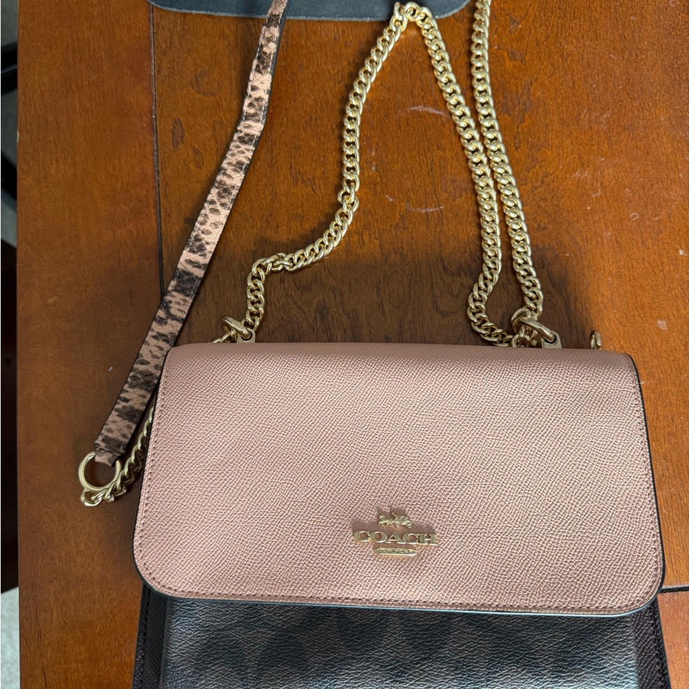 Coach Tan and Black Crossbody Bag